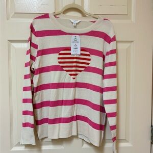 Time and Tru Pink and Cream Heart Sweater